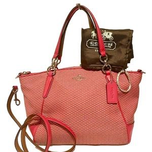 NWOT COACH F57244 SMALL KELSEY PINK RED JACQUARD SATCHEL CROSSBODY MSRP $350